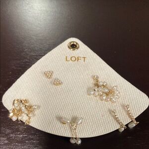 LOFT Gold and Pearl Earring Set